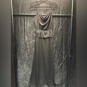 Vintage 70s Handmade Black Cowl Neck Peplum Dress XS-S